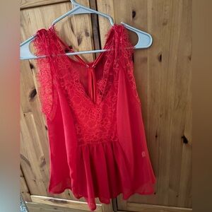 Red Lace Sleeveless Top
